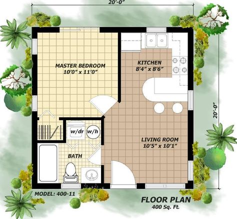 400 Sq Ft House Plans, 400 Sq Ft House, Guest House Plans, House Plan With Loft, Affordable House Plans, Cabin Floor Plans, Small House Floor Plans, Tiny House Floor Plans, Bungalow House Plans