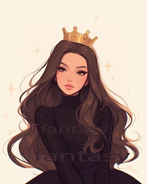 Golden Queen, Queen Drawing, Dark Queen, Stylish Wall Art, Office Spaces, Decor Office, Digital Painting, Digital Download, Crown