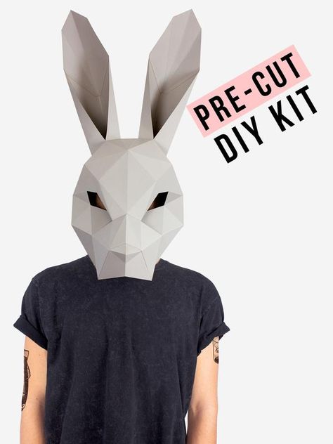 DIY Hare Mask Kit by Lapa Studios | DIY Animal Masks, Paper Art & Paper Masks Cardboard Mask Template Free Printable, Rabbit Mask Drawing, Animal Paper Mask, Rabbit Mask Halloween, Paper Mache Animal Mask Diy, Paper Mask Making, Paper Mache Rabbit Mask, Animal Masks Diy, Paper Mask Diy