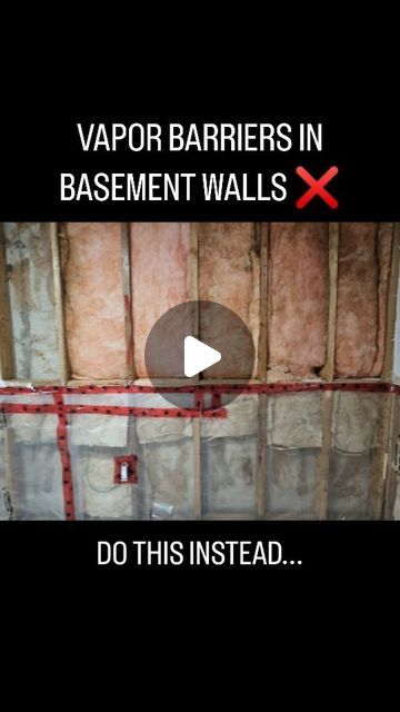 ASIRI Designs on Instagram: "Continuing Monday's discussion about vapor barriers, perhaps one of the worst places you can install a polyethylene vapor barrier is on framed basement walls. All you're doing is just trapping moisture that gets into the wall cavity, but it's even worse. We don't get the benefit of being able to drive through the below grade basement walls since the soils are always pretty much damp, and because there's usually damp proofing on the basement walls. You're basically creating a diaper for the basement walls, and eventually water is going to get inside and right away the framing, you might notice some musty smells or mold, and eventually it'll need to be remediated. We can control condensation on our basement walls by installing taped rigid foam boards, closed cell Spray Foam Basement Walls, How To Frame Basement Walls, Basement Wall Ideas Without Drywall, Unfinished Basement Wall Ideas, Waterproofing Basement Walls, Basement Wall Panels, Insulating Basement Walls, Basement Subfloor, Framing A Basement