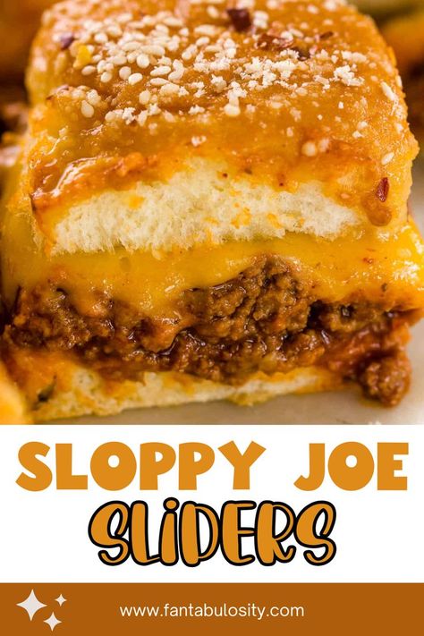 Taking classic sloppy joes and making cheesy sloppy joe sliders. The perfect appetizer for a party or even a quick and easy dinner idea on a busy night! Sloppy Joe Sliders, Ground Beef Sliders, Cheesy Sloppy Joes, Sliders Recipes Beef, Homemade Sloppy Joe Sauce, Sloppy Joes Sliders, Meat Loaves, Sloppy Joe Recipe Easy, Breakfast Dessert Recipes