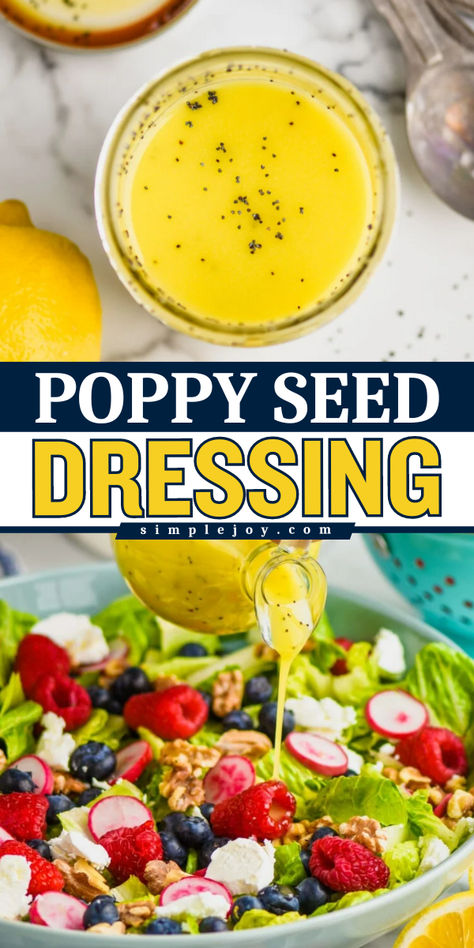 This Lemon Poppy Seed Dressing is so easy to make, I bet you already have everything you need. This delicious salad dressing recipe is the perfect mix of sweet and tangy and works on so many salads. Lemon Poppy Seed Dressing Recipe, Poppy Seed Salad Dressing, Poppy Seed Dressing Recipe, Poppy Seed Salad, Lemon Poppy Seed Dressing, Lemon Salad Dressings, Lemon Vinaigrette Dressing, Easy Spring Recipes, Seed Salad