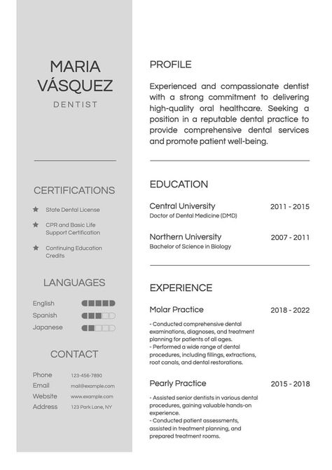 Dentist resume template, editable design | premium image by rawpixel.com / Darakoon Jaktreemongkol Dentist Resume, Basic Life Support, Education Certificate, Central University, Template Resume, Awesome Designs, Root Canal, Dental Services, Dental Practice