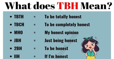 TBH Meaning: Do You Know What TBH Stands for in Texting What Does Tbh Stand For, Tbh Meaning, Text Abbreviations, Teen Slang, Questions To Get To Know Someone, Sms Language, English Teaching Materials, Instagram Bio Quotes, Slang Words