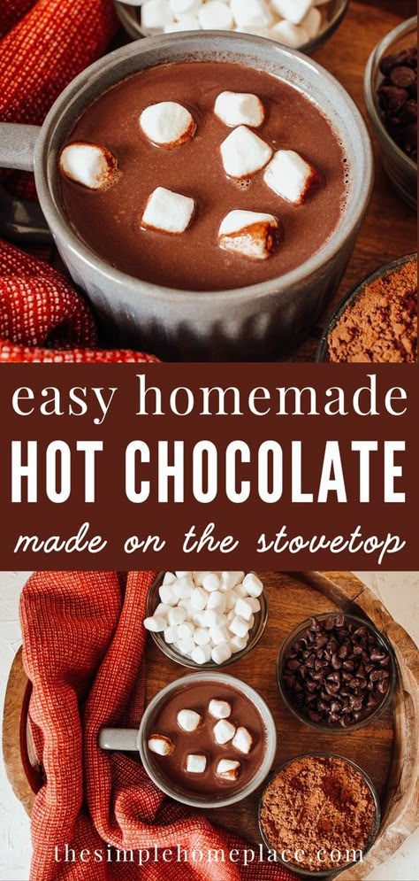 Warm your heart and soul with this easy stovetop homemade hot chocolate, perfect 🥰 for a cozy winter evening! Made with your favorite milk, chocolate, and some simple spices, this hot chocolate recipe is a delicious treat you don't want to miss out on. So, get your spoon ready! Follow the link for the recipe! How Chocolate Recipe, Hot Chocolate From The Santa Clause, Hotchocolate Homemade Powder, How To Make Homemade Hot Cocoa, Hot Chocolate With Half And Half, The Best Homemade Hot Chocolate, Natural Hot Chocolate Recipe, Fresh Hot Chocolate, Home Made Hot Cocoa Recipe