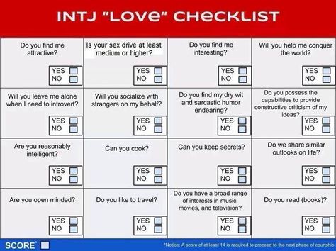 INTJ "love" checklist - Imgur Intj Dating, Intj And Infj, Intj Intp, Intj Personality, Myers Briggs Personality Types, Myers–briggs Type Indicator, Myers Briggs Type, Constructive Criticism, Mbti Personality