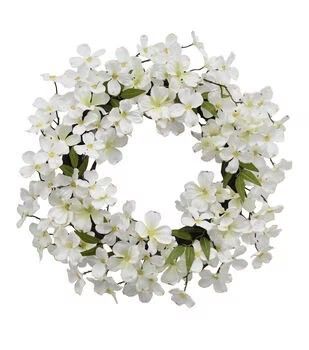 Dogwood Wreath, Door Basket, Dogwood Blossoms, Spring Door, Iron Wire, Easter Treats, Joanns Fabric And Crafts, Real Flowers, Spring Wreath