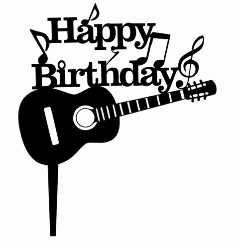 Cake Topper Printable For Men, Guitar Cake Topper Printable, Music Cake Topper Printable, Quinceanera Cake Toppers, Cakes 21st Birthday, Guitar Cake Topper, Music Cake Topper, Happy Birthday Guitar, Cake Decorating Tutorials Videos