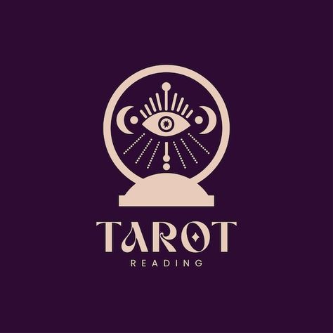 Vector astronomy tarot card reading logo... | Premium Vector #Freepik #vector Tarot Logo Ideas, Oracle Logo, Tarot Logo, Empress Tarot, Visiting Card Design, Tarot Card Reading, Logo Emblem, Reading Tarot Cards, Visiting Cards