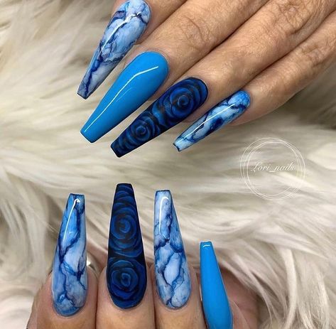 Girl Nail Designs, Ongles Bling Bling, Insta Nails, Matte Acrylic Nails, Winter Nail Art Designs, Girls Nail Designs, Blue Ombre Nails, Bday Nails, Long Acrylic Nail Designs