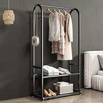 Wardrobe Rack Ideas, Freestanding Closet Ideas, No Closet Solutions Bedroom, Small Clothes Rack, Black Clothing Rack, Clothes Rack Bedroom, Modern Clothing Rack, Rack For Clothes, Clothing Rack Bedroom