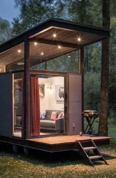 Tiny House Rentals, Lakefront Living, Tiny Cabins, Casa Container, Modern Tiny House, Tiny House Decor, Container House Design, Tiny House Cabin, Shipping Container Homes