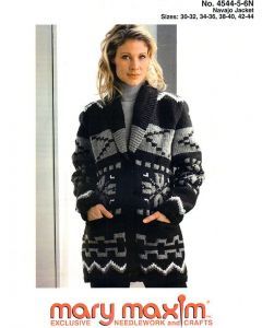 Navajo Jacket, Navajo Pattern, Cowichan Sweater, Bulky Sweaters, Knitting Sweaters, Mary Maxim, Sweater Patterns, Colorwork Knitting, Sweater Knitting Patterns