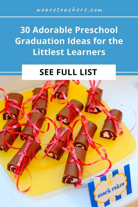 Graduating from preschool is a momentous occasion and should be celebrated! Check out our list of preschool graduation ideas. Preschool Graduation Ideas, Pre School Graduation, Themes For Preschool, Graduation Crafts Preschool, Graduation Preschool, Preschool Graduation Gifts, Graduation Songs, Graduation Crafts, We Are Teachers