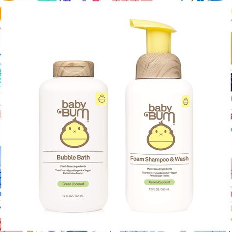 Sun Bum Baby Bum Shampoo & Wash & Bubble Bath | Tear Free Foaming Soap for Sensitive Skin with Nourishing Coconut Oil | Natur Baby Bubble Bath, Baby Bar, Soap For Sensitive Skin, Foaming Soap, Baby Bubble, Sun Bum, Banana Coconut, Baby Shampoo, Foam Soap