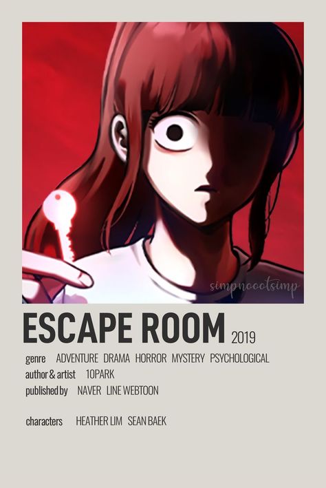 Escape Room Webtoon, Horror Animes To Watch, Manhwa Poster, Anime Watchlist, Another Poster, Anime Recs, Anime Horror, Horror Anime, Room Minimalist