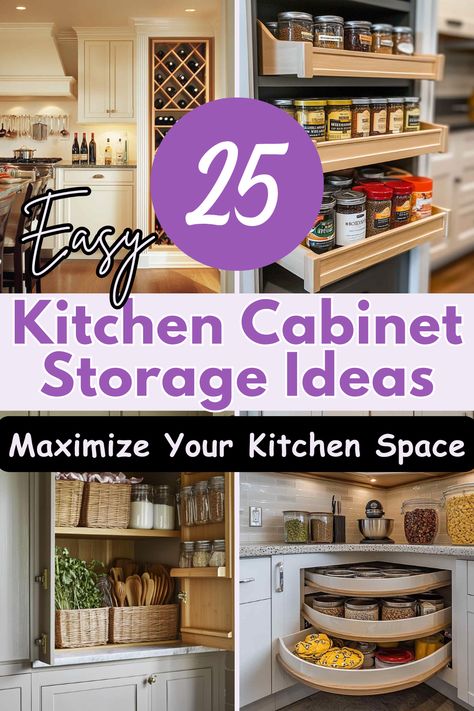 Transform your kitchen into an organized haven with these space-saving cabinet storage tips! Keep everything from spices to pots neatly in place. #KitchenOrganization #StorageSolutions #DeclutterKitchen #CabinetStorageIdeas #SpaceSavingTips Deep Cupboard Storage Ideas Kitchen, Upper Cabinet Storage Ideas, Maximizing Kitchen Cabinet Space, Deep Cabinet Storage Solutions, Spice Cabinet Organization Ideas, Upper Kitchen Cabinet Organization, Deep Cupboard Storage Ideas, Spice Organization Cabinet, Corner Kitchen Cabinet Organization