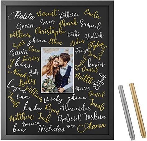 ONE WALL Tempered Glass 16x20 Signature Picture Frame with Black Mat Display 5x7 Photo for Wedding, Celebrations and Graduation, Black Wood Frame for Wall Hanging - Mounting Hardware Included Photo For Wedding, Signature Picture Frame, Picture Frame Display, Changing Wall Color, 8x10 Photo, Wall Color, Black Wood, Photo Gifts, Chalkboard Quote Art