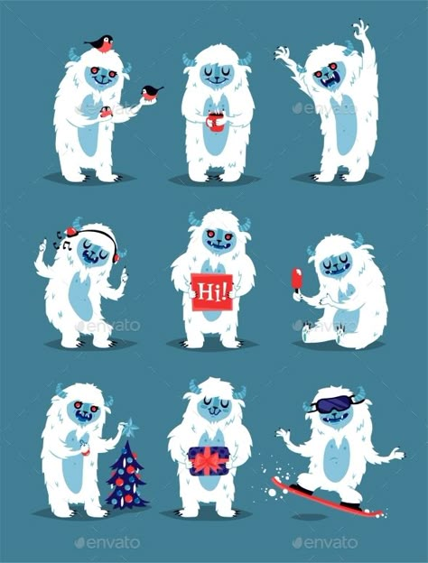 Yeti Drawings, Sasquatch Illustration, Yeti Drawing, Yeti Images, Yeti Illustration, Yeti Creature, Cute Sasquatch, Winter Monster, Yeti Art