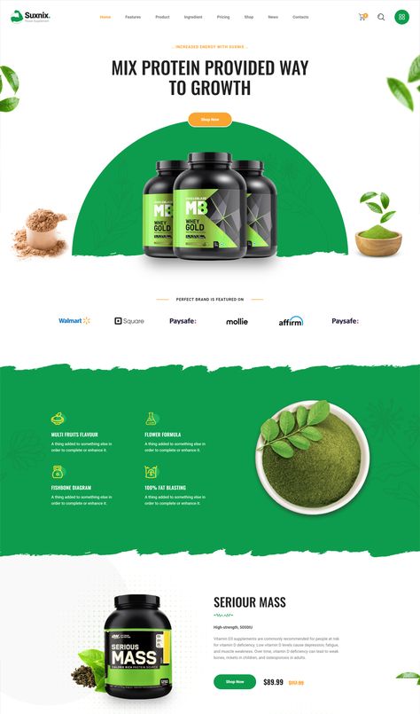 Health Supplement Landing Page HTML Template Website Branding Design, Website Ui Ux Design, Nature Minimalist, Cosmetic Creative, Webdesign Inspiration, Sports Store, Contents Design, Website Banner, Web Templates