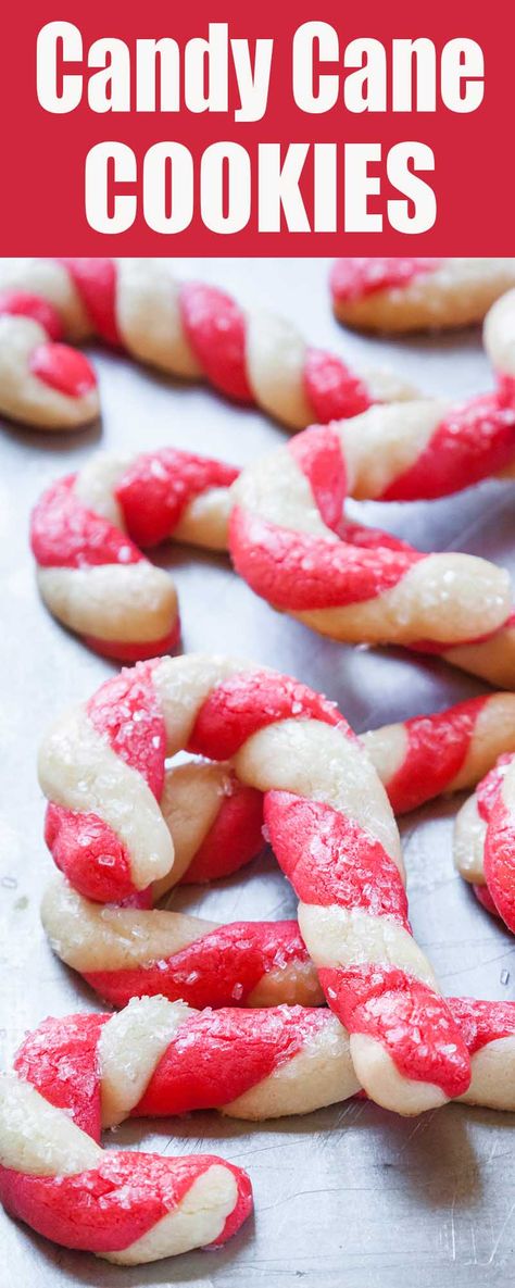 Candy Cane Cookies Recipe, Holiday Baking Cookies, Candy Cane Cookie Recipe, Xmas Cookie, Soft Cookie Recipe, Peppermint Extract, Candy Ideas, Diy Easy Recipes, Candy Cane Cookies