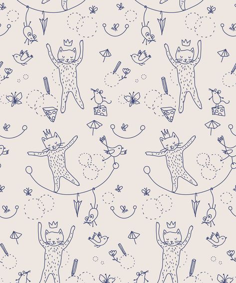 Wallpaper-MuffinMani_MiceCats_1-4 Mice Wallpaper, Ultimate Playroom, Boutique Wallpaper, Removable Wallpaper Nursery, Playroom Wallpaper, Rabbit Wallpaper, Wallpaper Kids, Cats Design, Paris Wallpaper