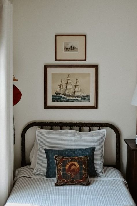 Vintage Nautical Decor Bedroom, Vintage Ocean Nursery, Nautical Toddler Room, Sailor Bedroom, Antique Boys Room, Nautical Aesthetic Bedroom, Nautical Boys Room, Boys Vintage Bedroom, Vintage Kids Bedroom