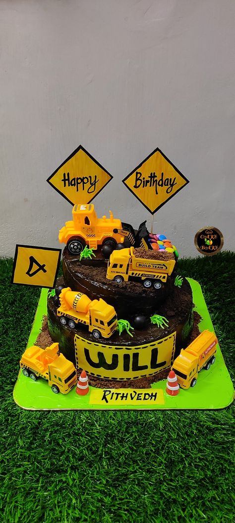 Jcb Theme Cake, Truck Cakes, Construction Theme, Theme Cake, Themed Cakes, No Bake Cake, Cake Designs, Happy Birthday, Cake