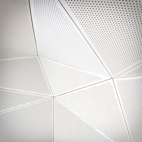 Surfrider foundation headquarters Perforated Metal Panel, Surfrider Foundation, Cmf Design, Triangular Pattern, Perforated Metal, Davos, Metal Ceiling, Materials And Textures, Metal Panels