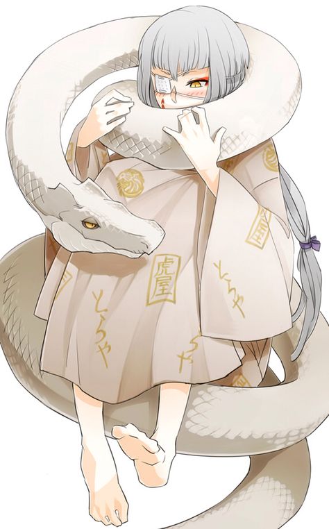 Mamushi Houjou Snake Anime, Anime Snake, Snake White, Blue Exorcist Anime, Exorcist Anime, Snake Girl, Snake Art, Hair Simple, White Snake