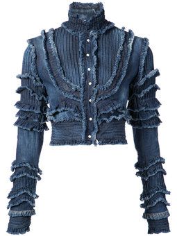 Turtleneck Jacket, Frayed Denim Jacket, Long Sleeve Jean Jacket, Blue Turtleneck, Jean Jacket Outfits, Long Sleeve Denim Jacket, Denim Projects, Diy Vetement, Denim Ideas