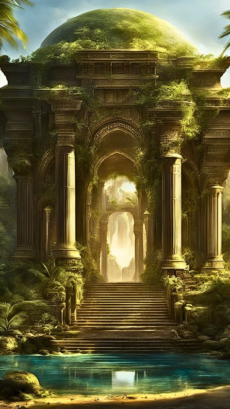 #fantasyart #fantasy Earth Castle, Fantasy Temple, Desert Architecture, Temple Ruins, Fantasy Aesthetic, Fantasy Landscape, Fantasy World, Fantasy Art, Temple