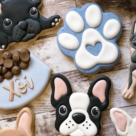 Miyuki on Instagram: "*French bulldog theme* Wag your tail if you having a Happy Birthday Xoi!! I’m really obsessed with these French bulldog cookies 🤍 . . . . #frenchbulldogcookies #frenchbulldog #frenchbulldogsofinstagram #frenchbulldogbirthday #frenchbulldogpuppy #dogbirthday #puppybirthday #sugarcookiesofinstagram #sugarcookies #sylviebearcookie #madeinguam #madeonguam #frenchbulldogcake #frenchbulldogparty #toyalicingcookies #decoratedsugarcookies #dogbirthdayparty #partyfavors #cookiefav Frenchie Cookies Decorated, Chihuahua Cookies Decorated, Boston Terrier Cookies Decorated, Dog Theme Cookies Decorated, Dog Mom Cookies, French Bulldog Cookies Decorated, French Bulldog Birthday Party, French Bulldog Cookies, Frenchie Birthday Party Theme