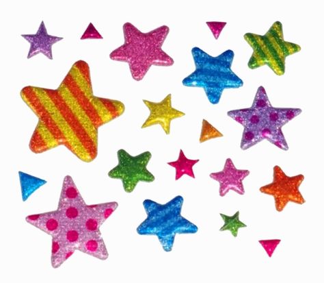 2000s Kidcore, Stickers Photos, Y2k Stickers, Stars Glitter, Cute Star, Scrapbook Stickers Printable, Glitter Stickers, Trik Fotografi, Star Stickers