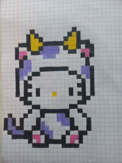 Hello Kitty Y Su Novio, Pixel Hello Kitty, Pixel Art Hello Kitty, Hello Kitty Pixel Art, Spiderman Pixel Art, Pixel Kawaii, Graph Paper Drawings, Pixel Art Tutorial, Easy Pixel Art