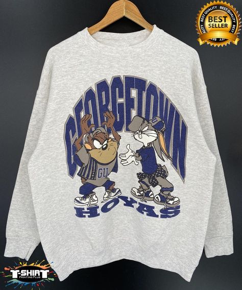 Vintage NCAA Georgetown Hoyas Sweatshirt, Georgetown Hoyas Shirt, Georgetown University Shirt, Unisex Shirt, Vintage Shirt, Fan Gift Retro Crew Sweatshirt, Vintage College Sweatshirts Storage, Georgetown Hoyas, Uconn Huskies, University Shirt, Vintage College, Shirts Vintage, Selling Clothes, Looney Tunes