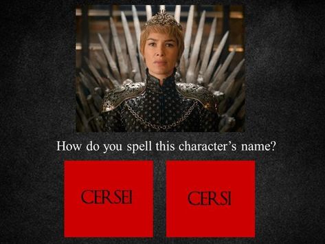 We can all agree GOT is awesome. But while some people really enjoy the show, there are others who take fandom to another level. Some folks even know how to speak the fictional languages used in the book. Take this quiz to find out just how big of a Game of Thrones head you really are! Game Of Thrones Quiz, Quote Quiz, Game Of Thrones Instagram, Fictional Languages, Game Of Thrones Books, Personality Tests, A Game Of Thrones, Girl Quizzes, Spelling Test