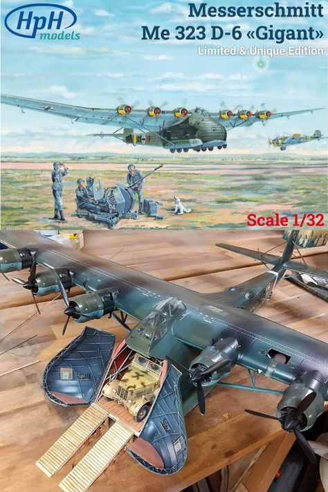 HPH Models has announced that they are accepting orders for their 1:32 scale Messerschmitt Me 323 D-6 Gigant. #hphmodel #132scale #me323d6 #me323gigant Airplane Models, Uss Gerald R Ford, Kit Planes, Model Airplanes Kit, Aircraft Model Kits, Scale Model Kits, Airplane Design, Model Cars Kits, Ww2 Planes