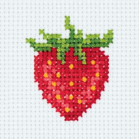 Strawberry Cross Stitch, Strawberry Art, Cross Stitch Fruit, Tiny Cross Stitch, Small Cross Stitch, Pola Sulam, Cross Stitch Patterns Flowers, Cross Stitch Bookmarks, Mini Cross Stitch