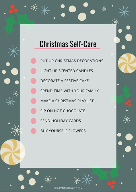 Christmas Self Care Ideas, Self Care Christmas, December Mindfulness, Holiday Self Care, Christmas Self Care, December Self Care, December Self Care Calendar, Winter Self Care Challenge, December Wellness Challenge