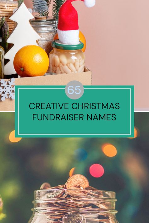 Two images showcasing 65 catchy and creative Christmas fundraiser name ideas to inspire your holiday events, emphasizing holiday fundraising spirit and unique charity concepts. Christmas Fundraiser Ideas, Christmas Fundraiser, Christmas Charity, Community Gathering, Sports Fundraisers, Win The Day, Candy Grams, Charity Fund, Event Planning Checklist