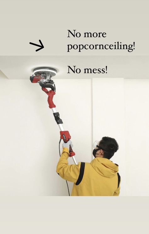 Powerful Function】Populo drywall sander with 810w motor and double vacuum duct provides adequate power in the grinding work. There are 6 adjustable speeds between 900-1800RPM, which can meet all of your different polishing needs. It's ideal for grinding drywall, ceilings, interior walls, exterior walls, clearing floor residue, paint coatings, and loose plaster. 【Vacuum System】 The drywall sander kit comes with a dust hose, two connection adaptors, and a dust bag. Using a vacuum cleaner working w Sander With Vacuum, Liquid Sander Deglosser, How To Wet Sand Drywall, Harbor Freight Dust Collector Upgrade, Popcorn Ceiling Removal, Drywall Sander, Removing Popcorn Ceiling, Dust Extraction, Popcorn Ceiling