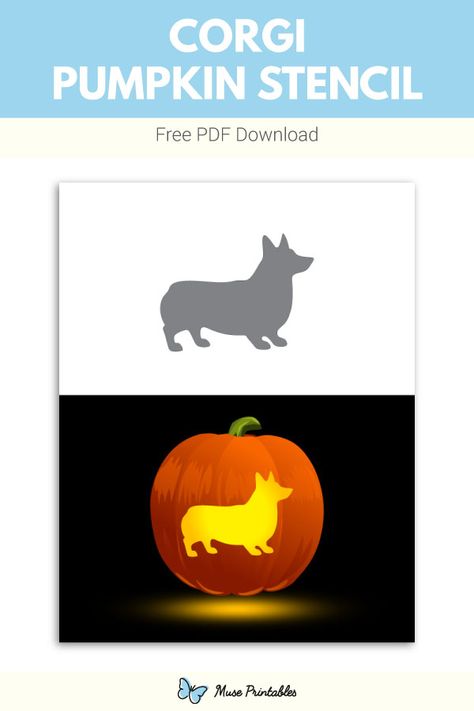 Free printable corgi pumpkin stencil. Download it at https://museprintables.com/download/pumpkin-stencil/corgi/ Corgi Pumpkin Carving Stencil, Corgi Pumpkin Carving, Corgi Pumpkin, Corgi Cartoon, Printable Pumpkin Stencils, Pumpkin Stencils Free, Cute Pumpkin Carving, Clever Kids, Dog Pumpkin