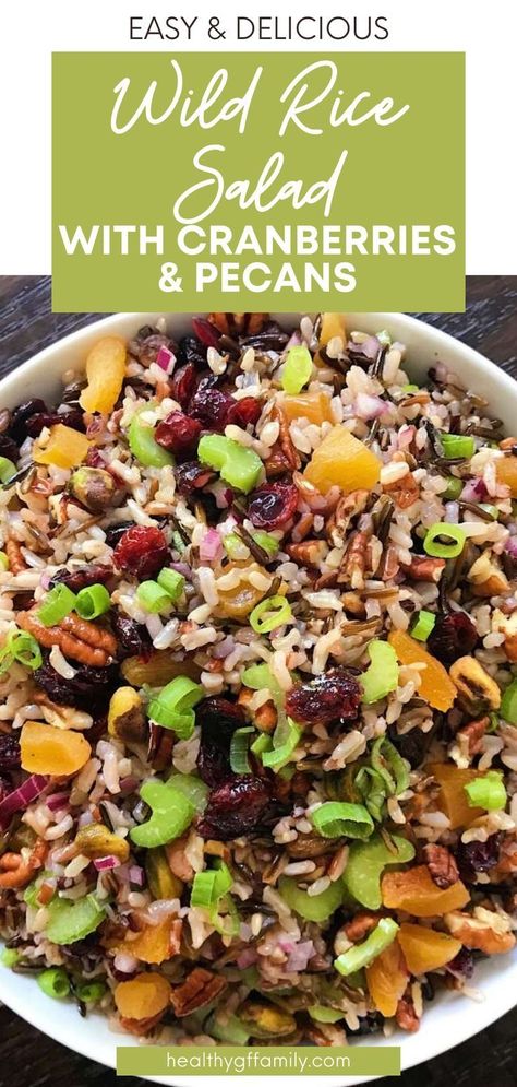 Rice Salad Cold, Wild Rice Salad Recipe, Salad With Cranberries, Wild Rice Pilaf, Wild Rice Recipes, Rice Salad Recipes, Wild Rice Salad, Gluten Free Salads, Cranberry Salad