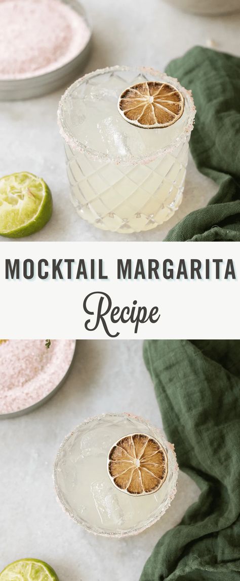 A refreshing margarita mocktail recipe served on the rocks! This drink is made with fresh lime juice and lemon juice, giving it a delicious and refreshing flavor. It also has a touch of sparkling water, which gives it some light carbonation. And the best part? The salted rim makes it taste just like a margarita without the alcohol! #Margarita #Mocktail #LemonLimeSoda Lime Mocktail Summer Drinks, Mocktail Margaritas Easy, Mock Margarita Non Alcoholic, Sparkling Water Mocktail Recipes, Mocktails Margaritas, Mock Margaritas, Margarita Mocktail Non Alcoholic, Lime Mocktails, Non Alcoholic Cocktails Recipes