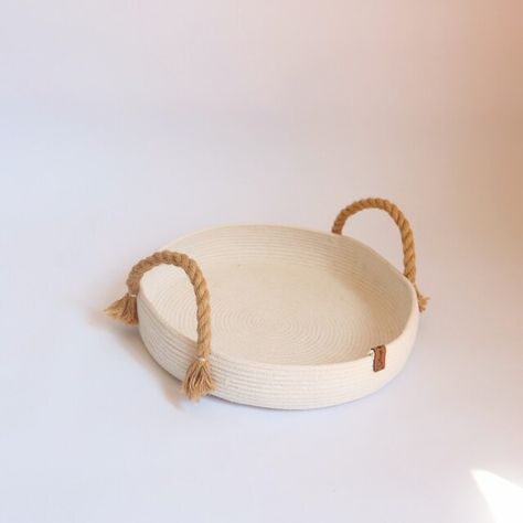 CraftForNest - Etsy Turkey Rope Bowls Ideas, Rope Bowls, Elegant Tray, Catch All Tray, Diy Rope Basket, Rope Projects, Diy Furniture Decor, White Tray, Sewing Machine Basics