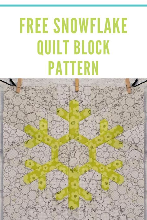 Free Snowflake Quilt Block Pattern Free Snowflake Quilt Block Pattern, Snowflake Quilt Block Pattern, Winter Quilt Patterns Free, Snowflake Quilt Blocks Free Pattern, Snowflake Quilt Block, Sewing With Scraps, Winter Quilts Patterns, Free Paper Piecing Patterns, Snowflake Quilt