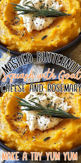 Mashed Butternut Squash with Goat Cheese and Rosemary Mashed Butternut Squash With Goat Cheese And Rosemary, Whipped Squash Recipes, Butternut Squash Recipes Goat Cheese, Squash And Goat Cheese Recipes, Goat Cheese Butternut Squash, Mashed Squash Recipes, Mashed Butternut Squash Recipes, Butternut Squash Mashed, Butternut Squash With Goat Cheese