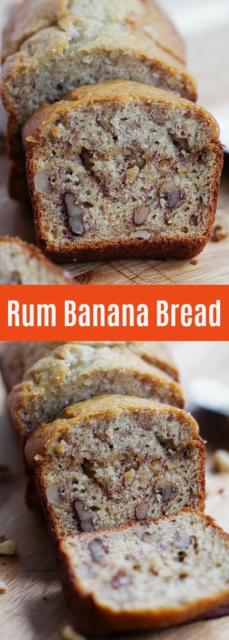 Rum Banana Bread, Super Moist Banana Bread, Banana Rum, Banana Bread Recipe Moist, Moist Banana Bread, Dessert Bread, Banana Recipes, Bread Recipes Homemade, Banana Bread Recipes