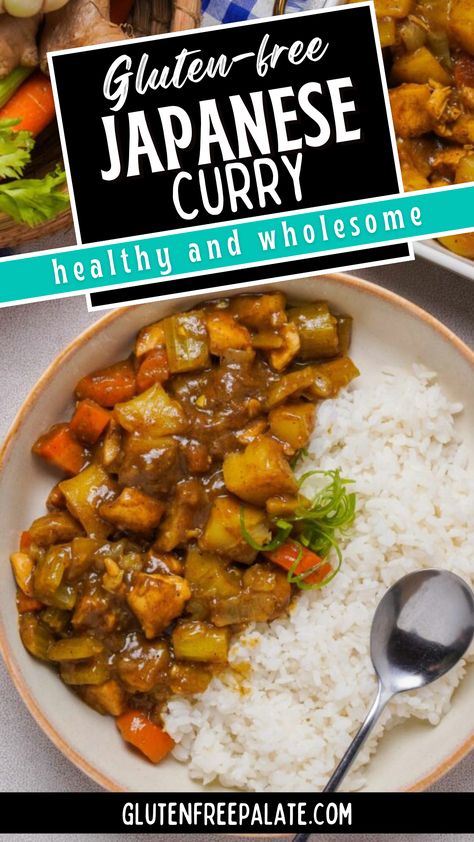 If you love all things curry, you'll love this Gluten-Free Japanese Curry recipe, which captures the unique sweetness and rich flavor you've been craving. Recreate this comforting blend of soft chicken, veggies, and aromatic spices at home. This recipe is an all-around comfort food winner. Asian Gluten Free Recipes, Gluten Free Japanese Recipes, Gluten Free Japanese Curry, Japanese Curry Chicken, Gluten Free Japanese Food, Gluten Free Curry Recipes, Japanese Curry Recipe, Gluten Free Asian, Gluten Free Chinese Food